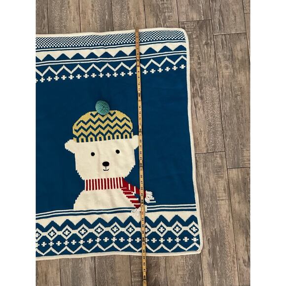 Pottery Barn Kids Fair Isle Knit Polar Bear Infant Blanket 30"x40" - Picture 2 of 4